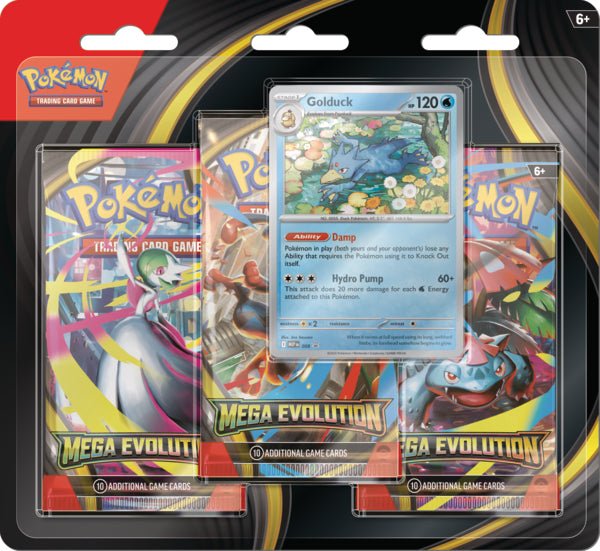 Pokemon TCG: Mega Evolution Base Set 3-Pack Blister Pack - Golduck