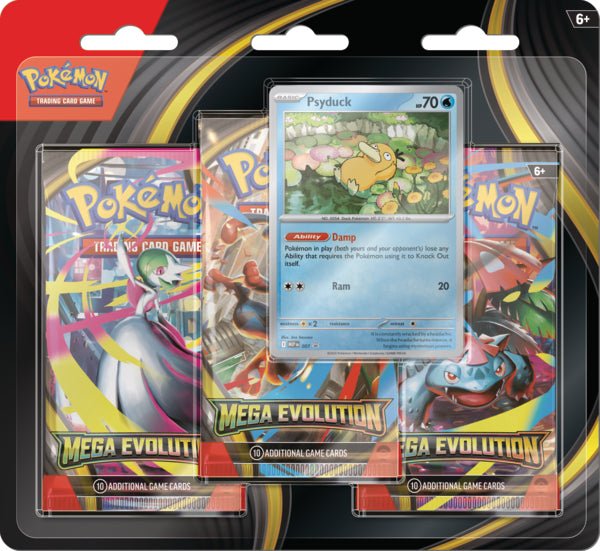 Pokemon TCG: Mega Evolution Base Set 3-Pack Blister Pack - Psyduck